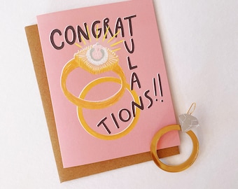 Ring Congratulations Greeting Card - A2 4.25"x5.5"  engagement card congrats card wedding card wedding rings card