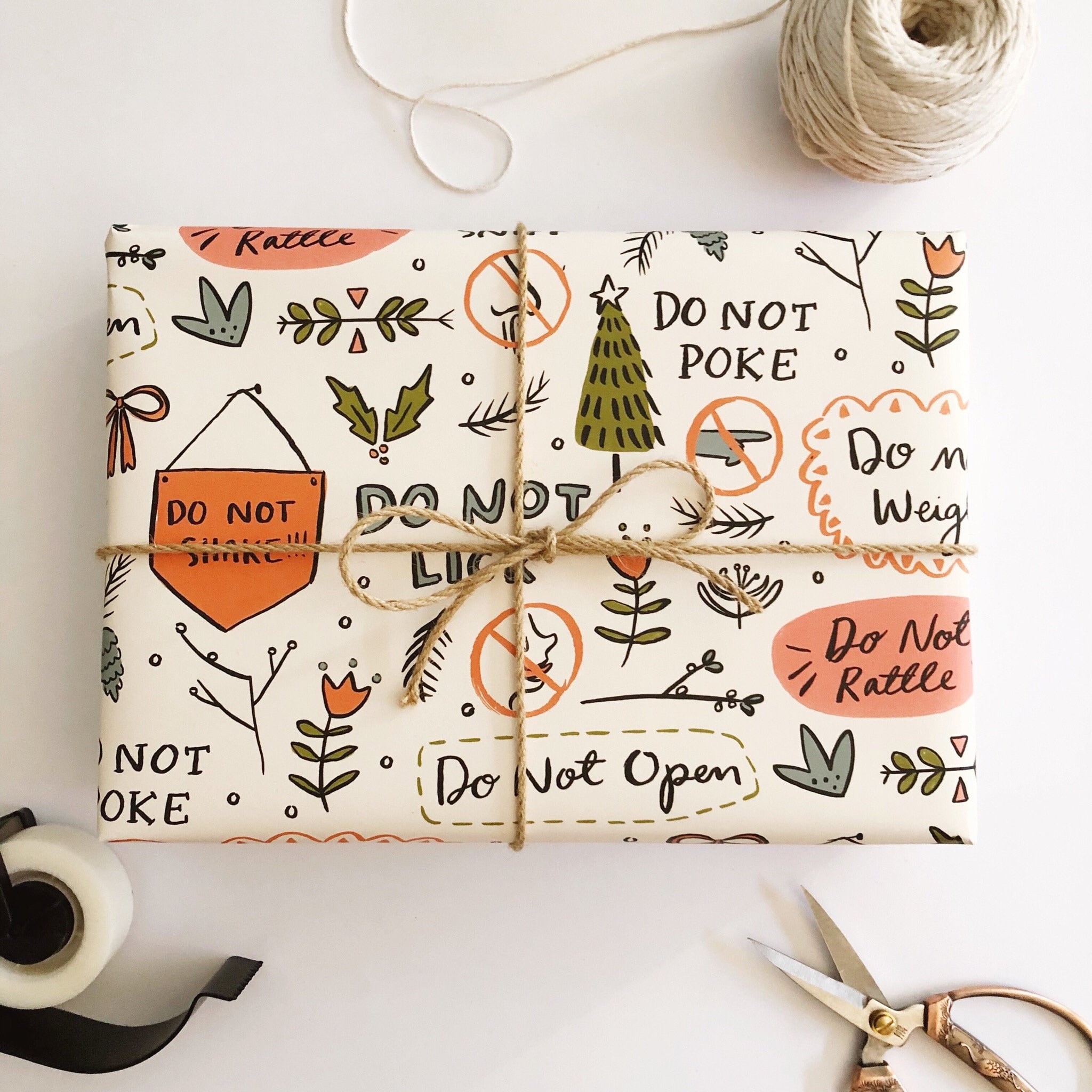 Do Not Open Pattern Wrapping Paper Sheets - Each Sheet 20"x29&qu…
