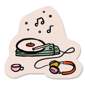 Platenspeler Leuke vinylsticker - 3 "x 3" - waterflessticker dj sticker dj booth sticker laptop sticker hoofdtelefoon sticker muziek sticker