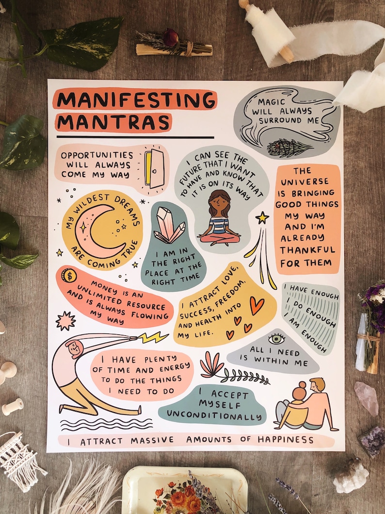 manifesting mantras manifest 16x20 affirmations manifestation affirmation witchy