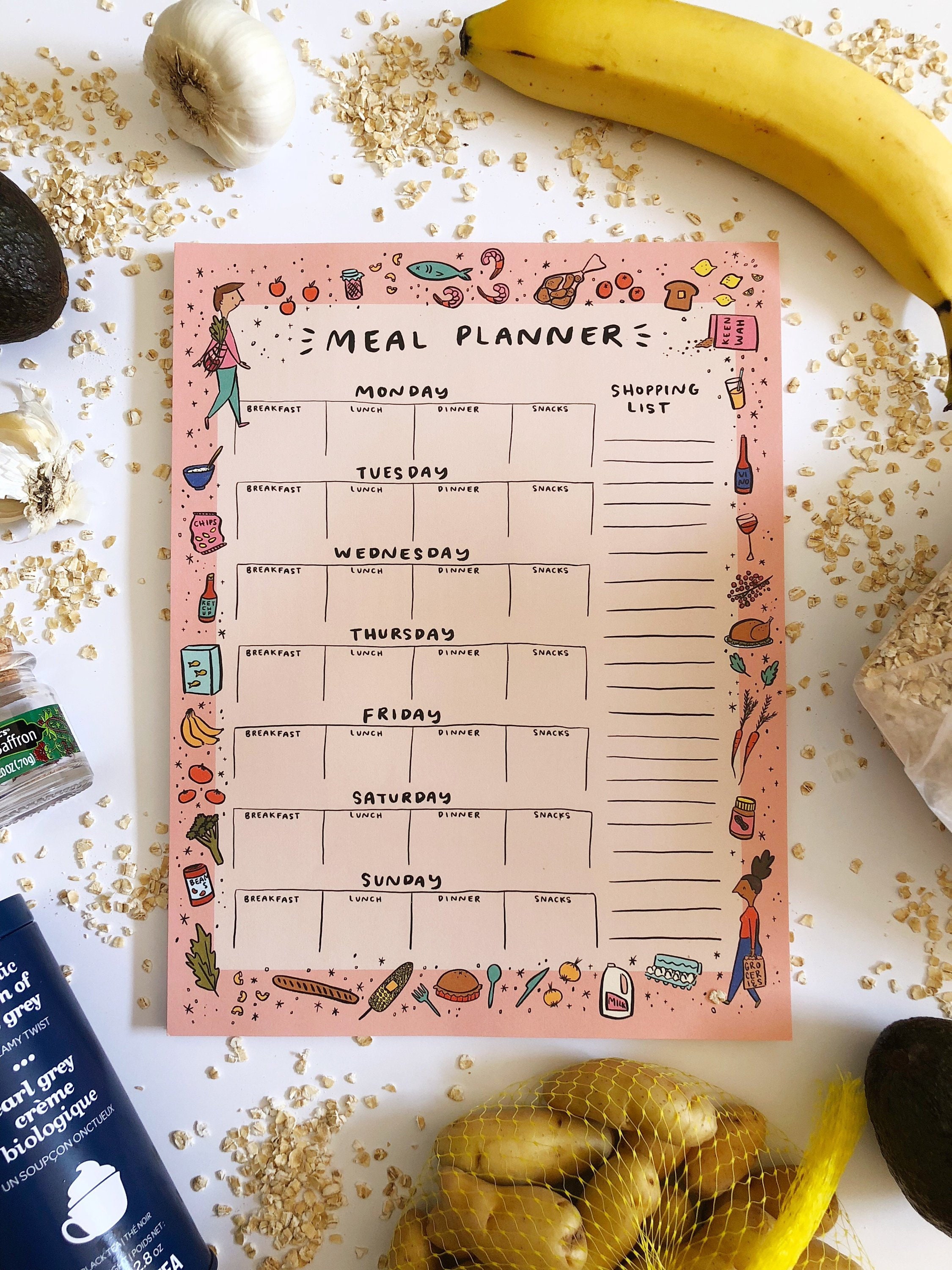 Meal Planner Weekly Notepad 8.5"x11" - 50 sheets - 2019 dai…