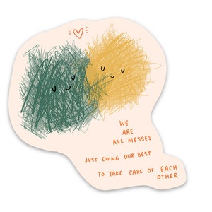 Wir sind alle Messes Vinyl-Aufkleber - 3 "x 3" - langlebige Laptop Wasserflasche Liebe unterstützend ermutigend süßes Paar wir sind alle durcheinander."