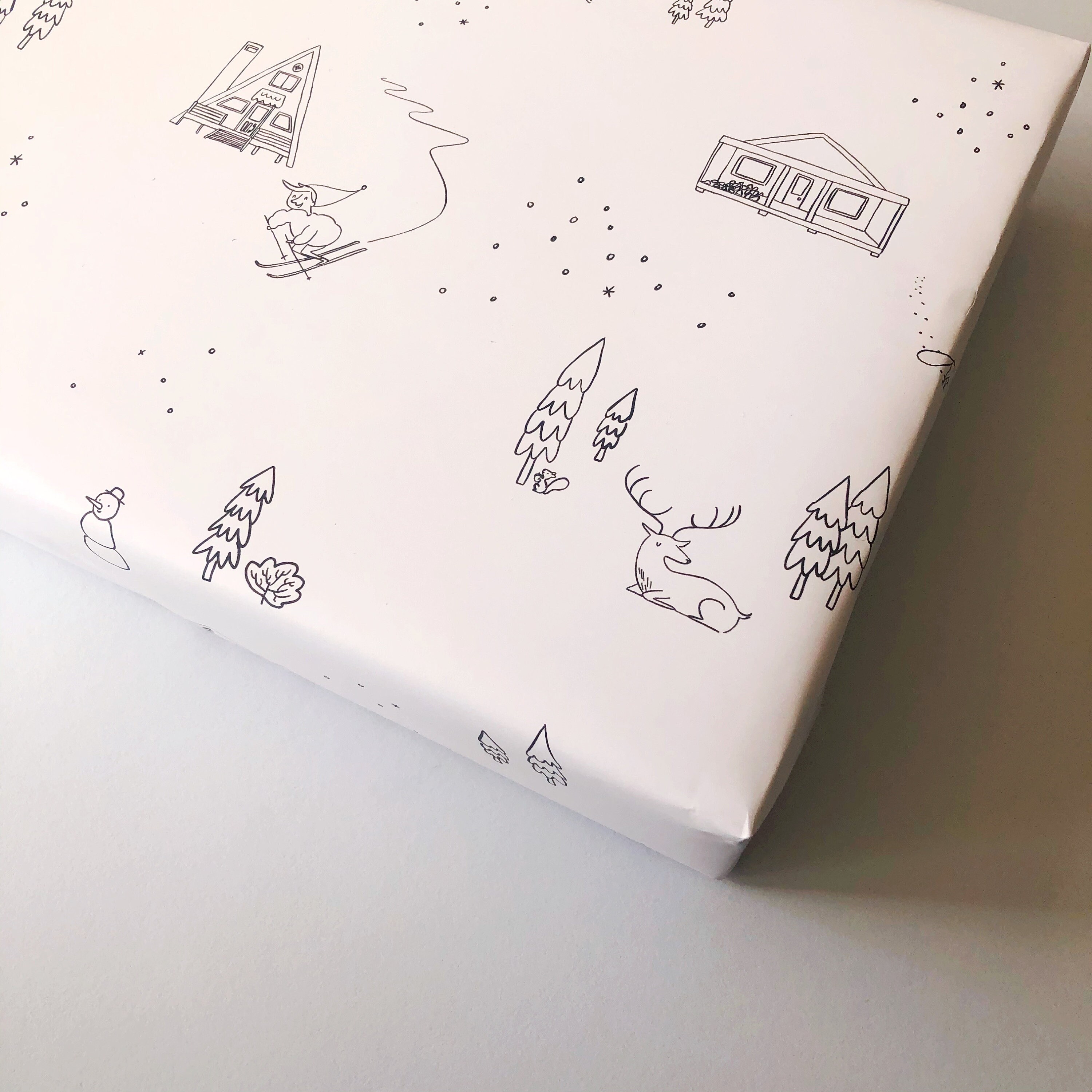 Skiing Snow Holiday Pattern Wrapping Paper Sheets Each Sheet | Etsy