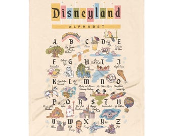 Disneyland Alphabet Throw Blanket - ABC Disney home decor nursery mid century modern