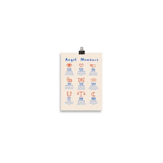 Angel Numbers Art Print – Spiritual Symbols 8x10 Paper - Etsy