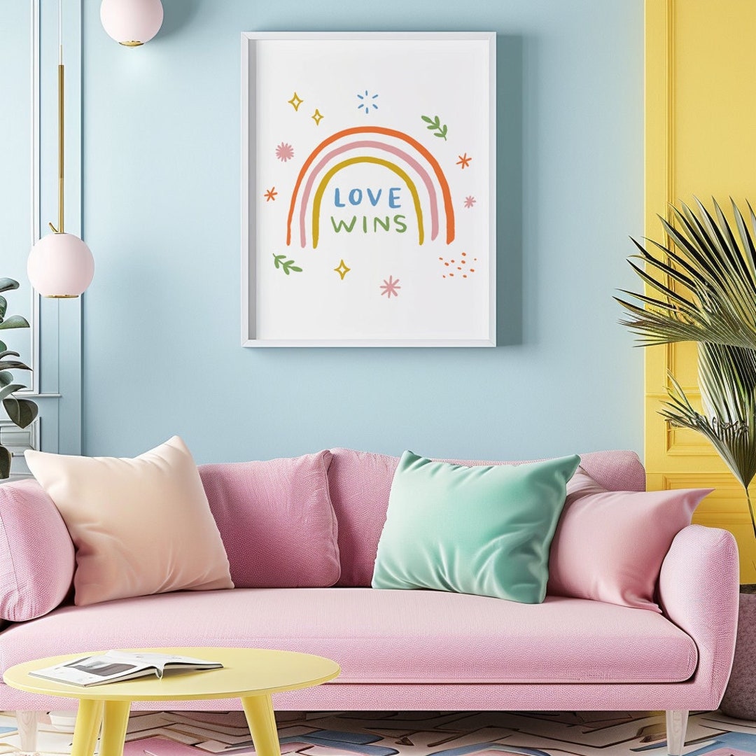 Love Wins 8x10 Art Print - LGBTQ Art, Rainbow Wall Art, Pride Art Print ...