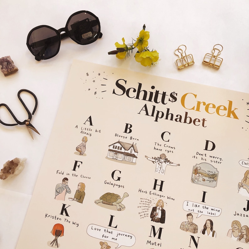 Schitt's Creek Alphabet Poster 16x20 art wall hanging home decor decoration print design moira david rose apothecary alexis image 1