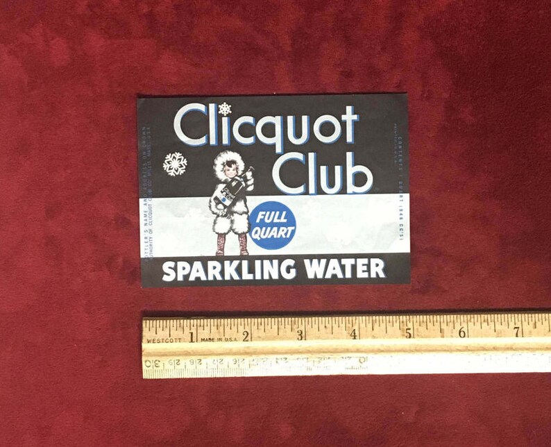 Vintage Clicquot Club Sparkling Water Bottle Label Etsy