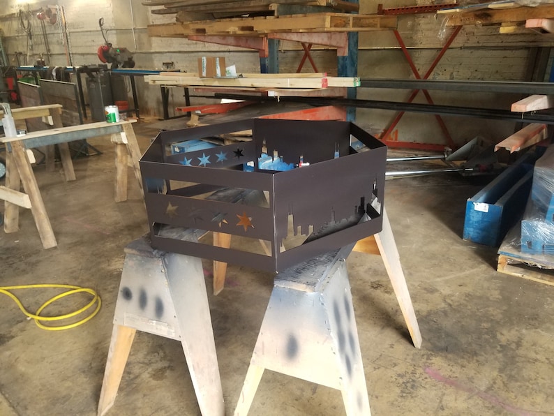 Custom Chicago Skyline Steel Fire Ring Pit Outdoors Welded ...