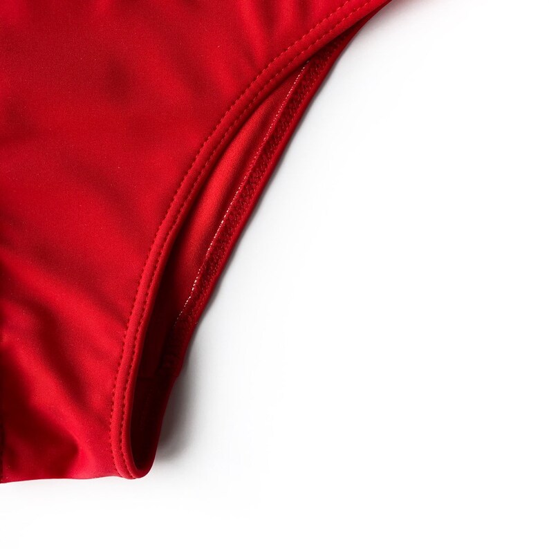 Mid Rise Basic Bikini Bottom Red Solid Hipsters Swimming Pants Women Handmade Bikini Trousers