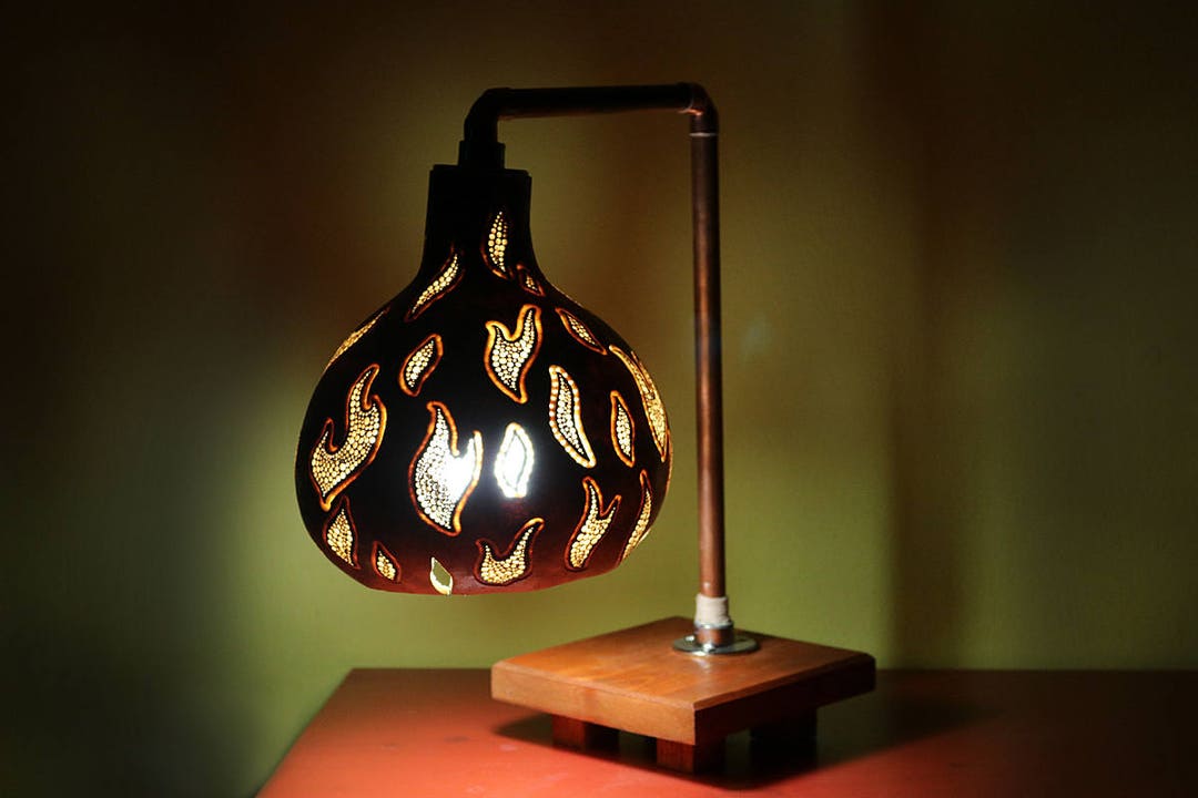 Unique Decorative Hand Made Water Gourd Desk Lamp With - Etsy