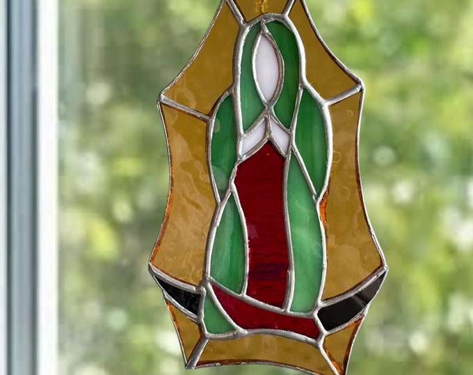 Guadalupe Virgin, Virgen de Guadalupe Stained Glass Window Suncatcher Garden and Patio Decor