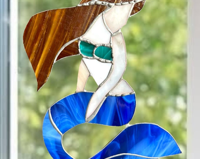 NEW Large Mermaid Stained Glass Window Sun catcher Garden and Patio Decor