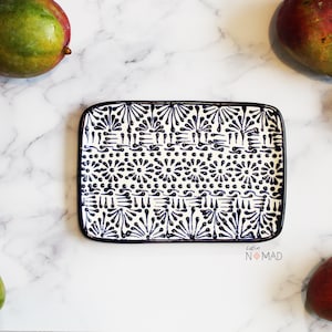 Joanna Rectangular Plate Dish by Latin Nomad, Modern Mexican Ceramic Talavera Serving Platter Kitchenware Pottery Wall Décor.