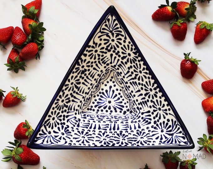 Triangular Prism Bowl Modern Mexican Ceramic Talavera Serving Platter Kitchenware Pottery