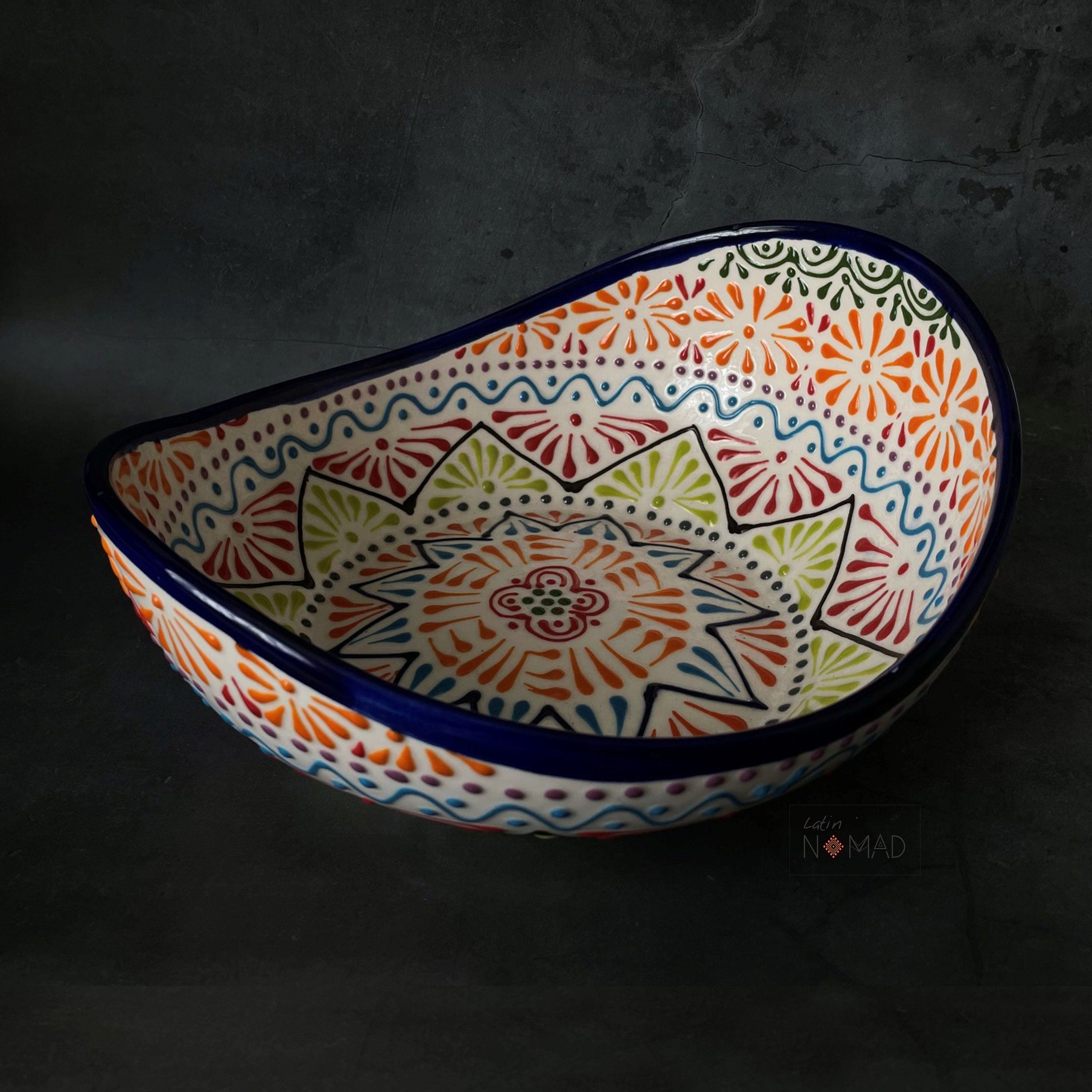 Camila Bowl by Latin Nomad,Multicolored Modern Mexican Ceramic Talavera