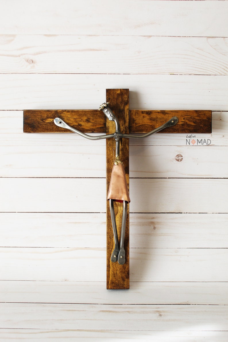 Modern Midcentury Crucifix Christian Cross Wall Decor Wood Etsy
