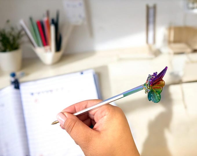 Rainbow Butterfly Glass Pen