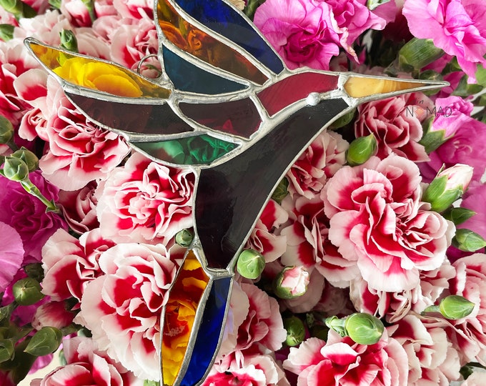 Stained Glass Hummingbird Hanging Suncatcher