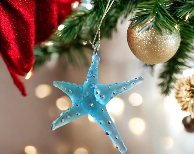 Sea Starfish handblown glass art Chrisrmas Ornaments Set of 10 pcs