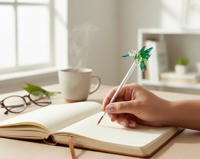 Green Hummingbird Glass Pen