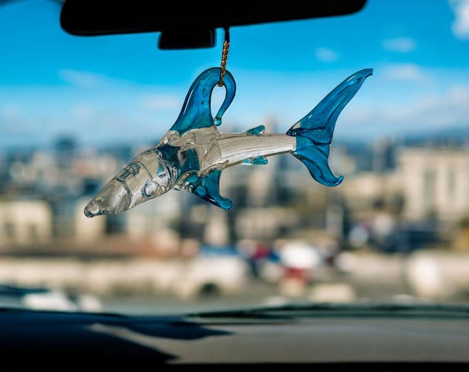 Shark handblown glass art rear-view mirror car accessories