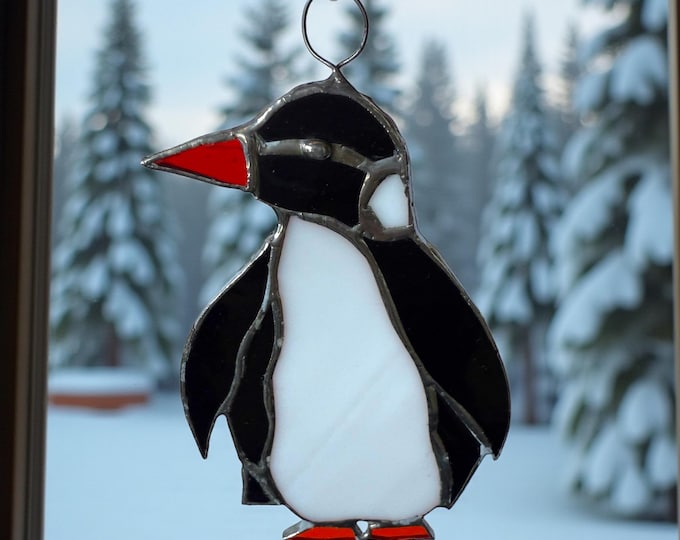 Penguin Stained Glass Window Suncatcher