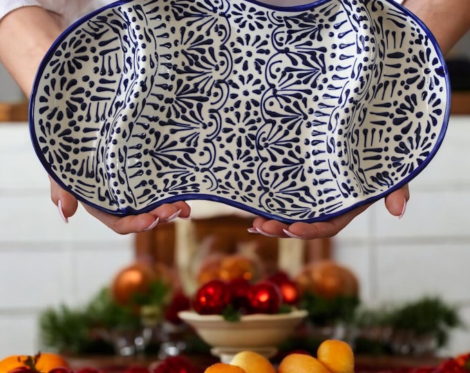 Modern Mexican Ceramic Talavera Serving Platter Kitchenware Pottery