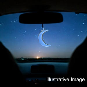 Clear Waxing Crescent Moon handblown glass art, Rear-view Mirror Car Accessories