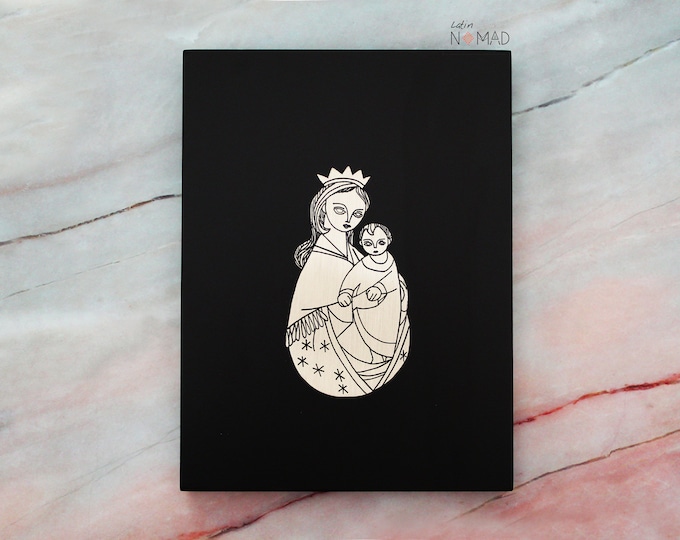 Modern Mid-Century Madonna and Child Silhouette Wall Art, Virgin Mary and Child Fine Art.