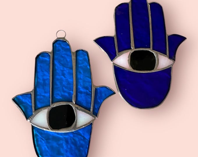Stained Glass Hamsa Hand Window Suncatcher