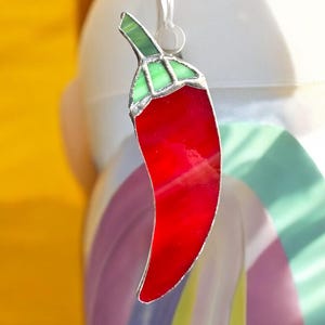 Stained Glass Chili Pepper Jalapeño Window Suncatcher