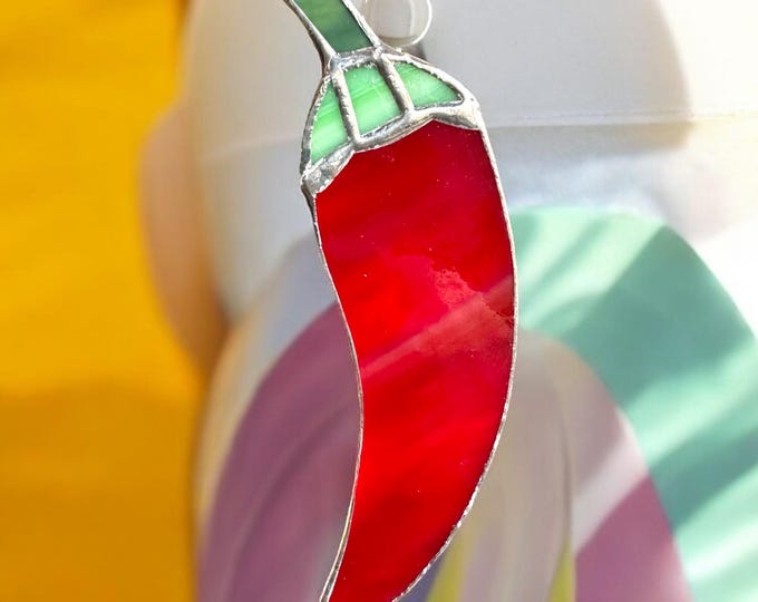 Stained Glass Chili Pepper Jalapeño Window Suncatcher