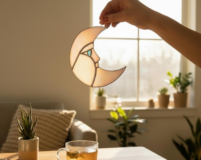 Moon Stained Glass Window Suncatcher