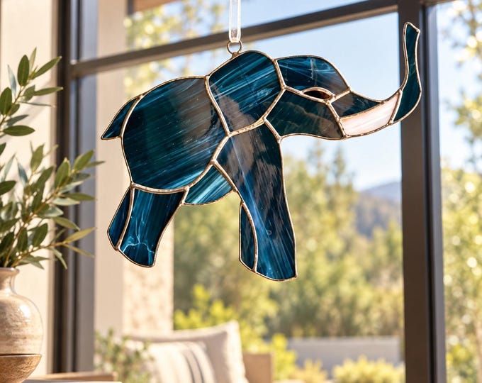 NEW Elephant Stained Glass Window Sun catcher Garden and Patio Decor