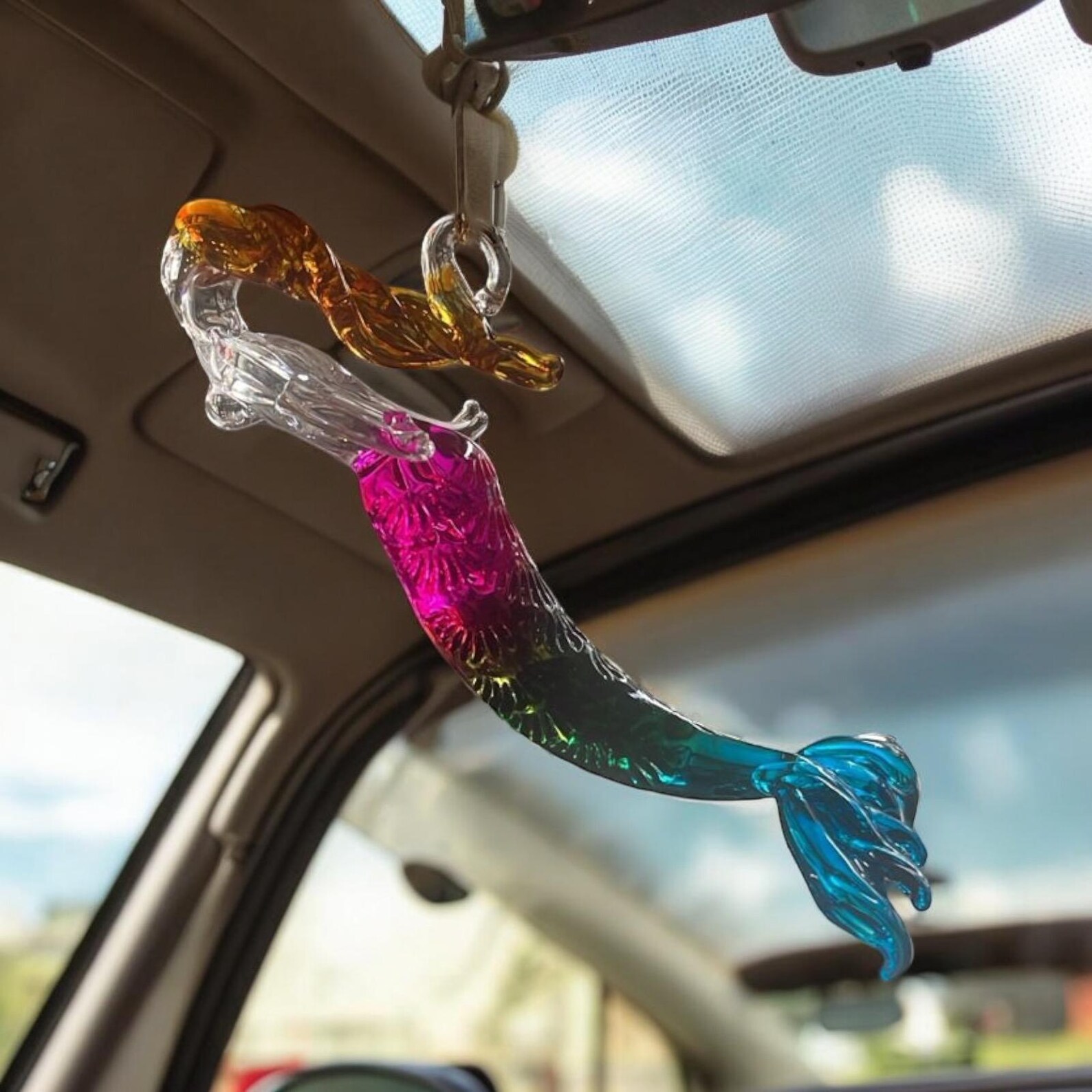 Mermaid Handblown Glass Art, Rear-view Mirror Car Accessories - Etsy