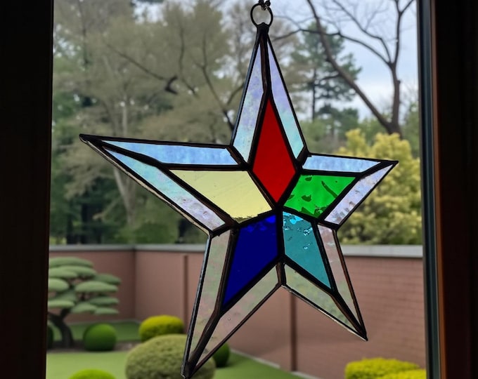 Double Star Multicolor Stained Glass Window Suncatcher