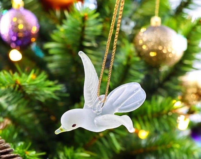 White Dove handblown glass art Christmas Ornament 10 pc set.