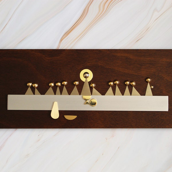 Modern Mid-Century Last Supper Mahogany Wood and Brass Wall Art - Fine Art.