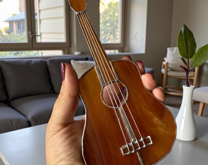 Guitar Stained Glass Window Suncatcher