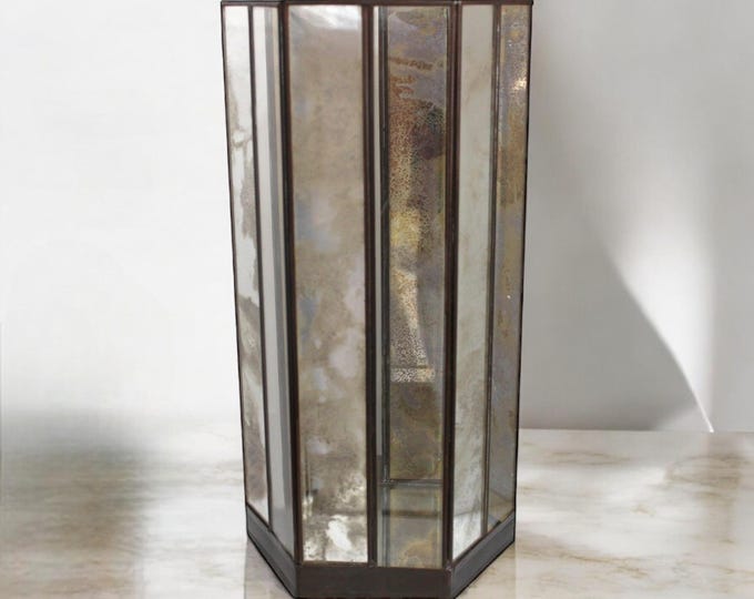 Mercury Glass Candle Holder Large