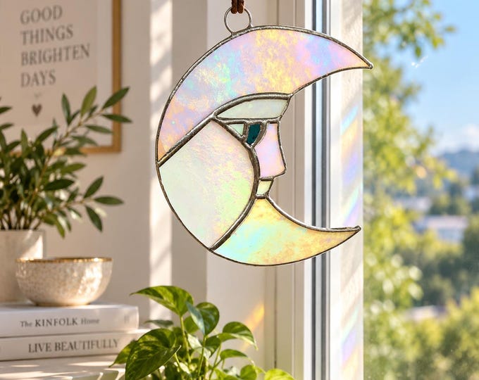 Moon Stained Glass Window Suncatcher
