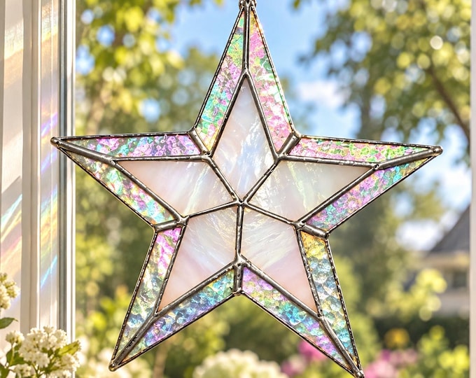 Double Star Stained Glass Window Suncatcher