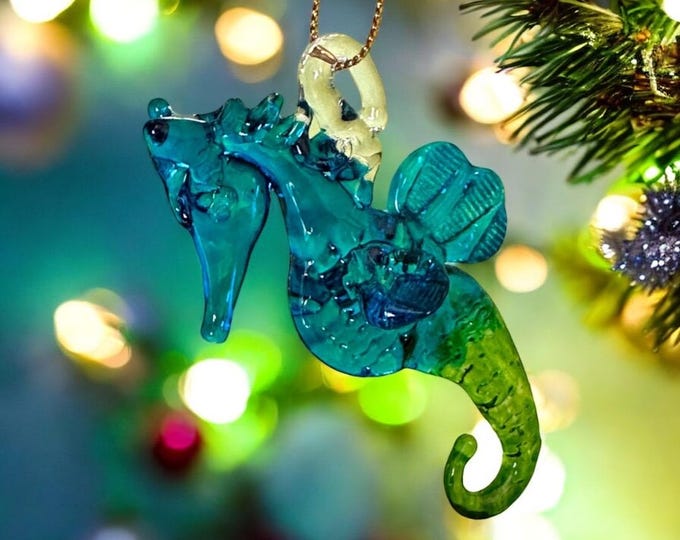 Seahorse handblown glass art work Christmas Ornaments Set of 10 pcs