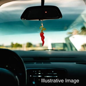 Red Chili Pepper handblown glass art, rear-view mirror car accessories