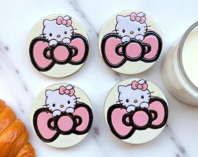 Bow Hello Kitty Inspired Terracotta Coaster Set  / Traditional Mexican Kitchenware and Utensils by Latin Nomad.
