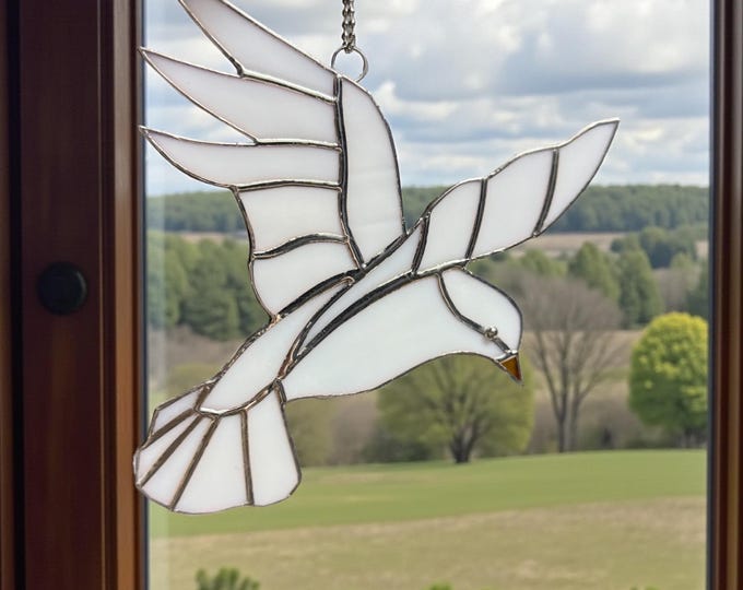 White Dove Stained Glass Window Suncatcher