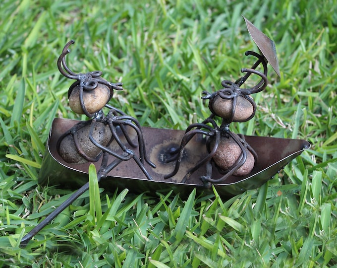 Romantic Rowing Boat Ant Figurine/ Patio and Garden Decor by Latin Nomad.