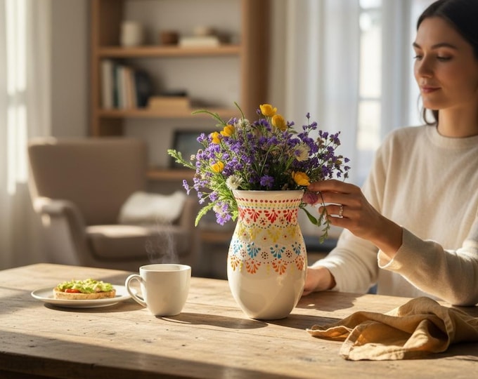 Ceramic Flower Floral Vase in Multicolor by Latin Nomad.