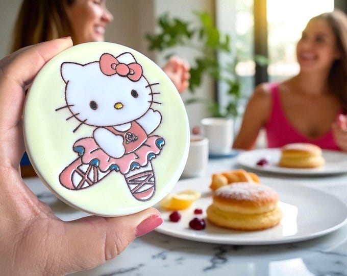 Hello Kitty Ballerina Inspired Terracotta Coaster Set  / Traditional Mexican Kitchenware and Utensils by Latin Nomad.